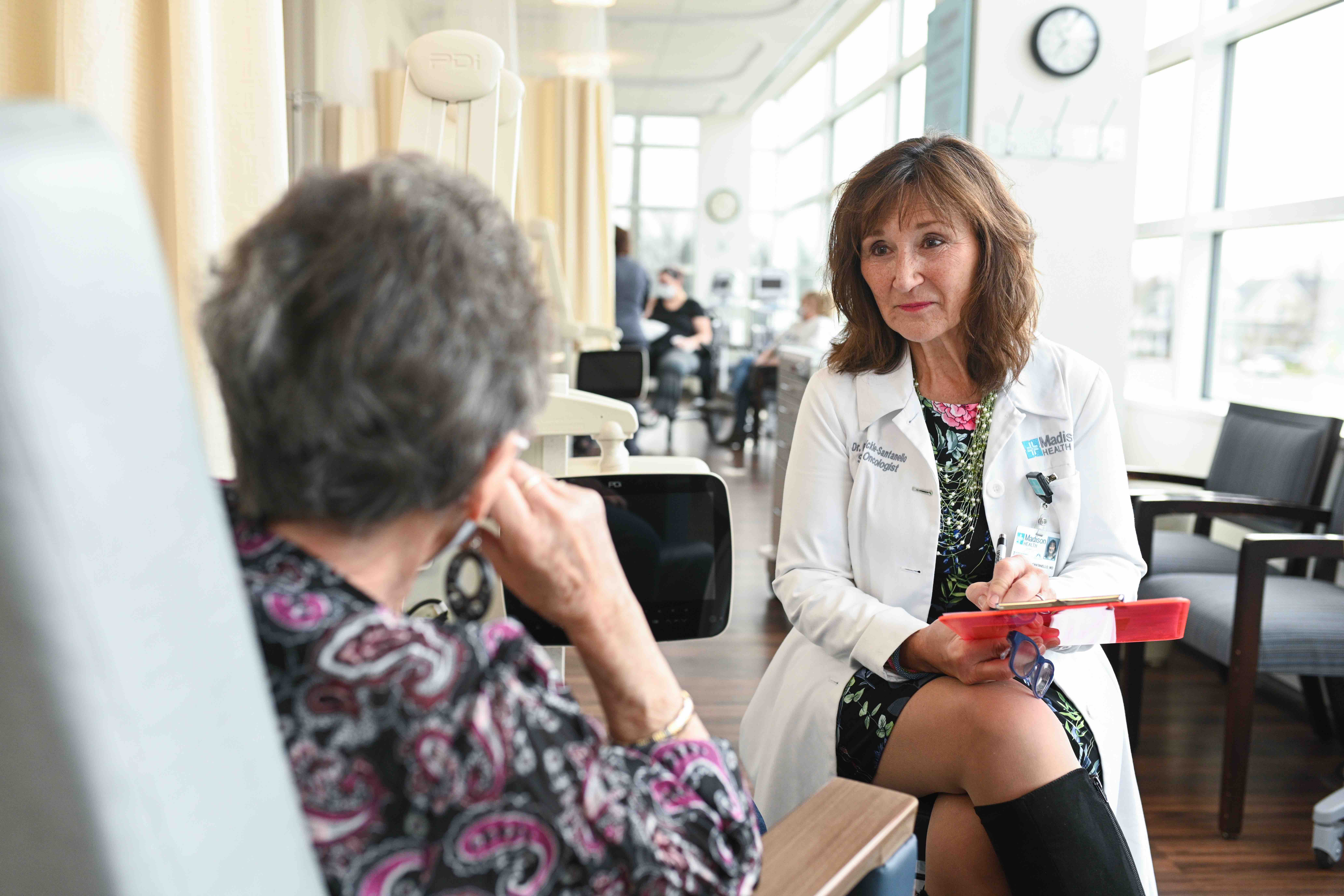 Madison Health Cancer Center doctor talking to patient